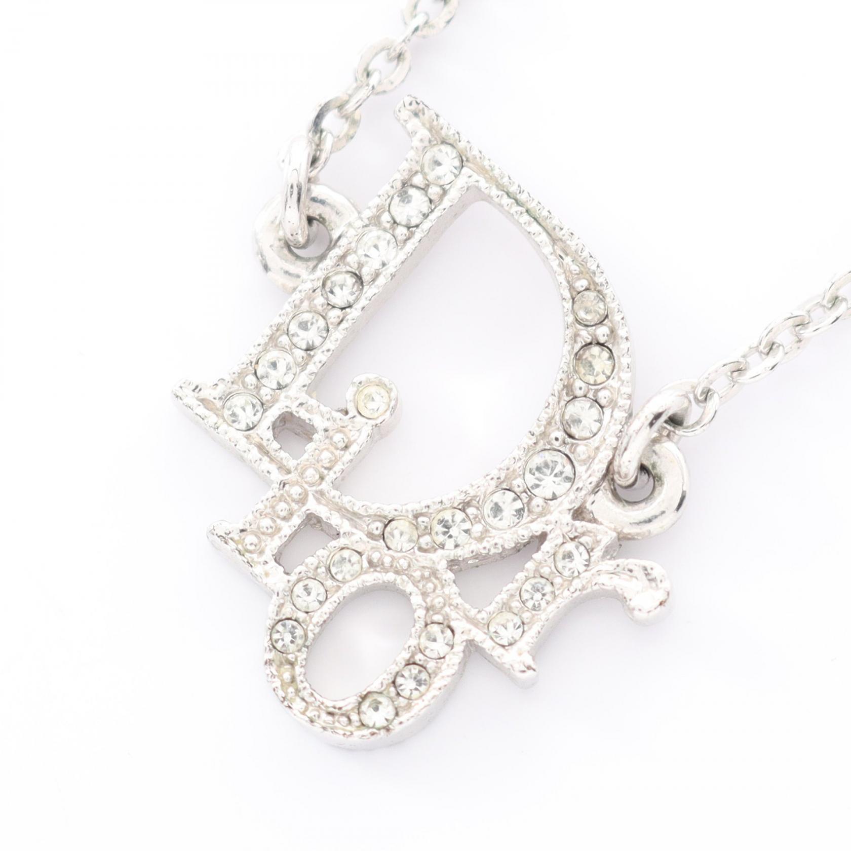 ディオール Dior ネックレス ジュエリー ステンレススチール ラインストーン レディース シルバー系 / クリア系 【中古】