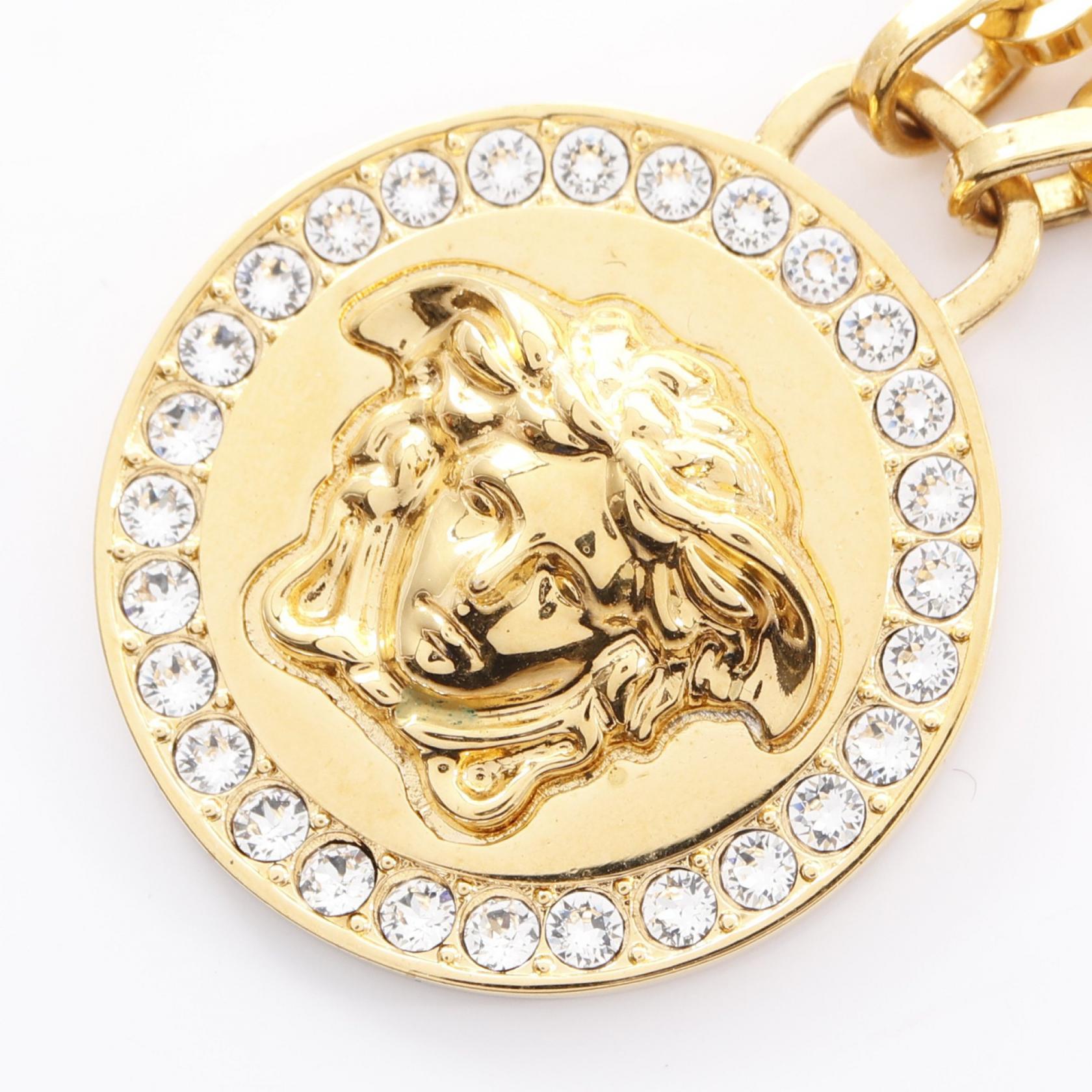 ≪全品5%OFF＆まとめ買い対象≫ヴェルサーチ VERSACE メデューサ グレカ ネックレス ジュエリー GP（ゴールドメッキ） ラインストーン レディース ゴールド系 / クリア系 【中古】(4)