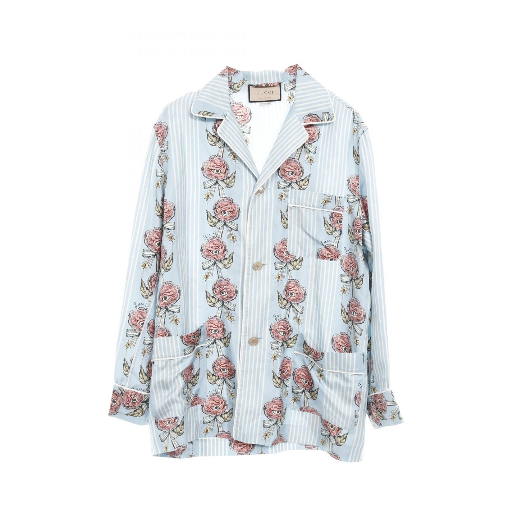 ≪全品5%OFF＆まとめ買い対象≫グッチ GUCCI GUCCI × ヒグチユウコ JAPAN EXCLUSIVE 衣料品 トップス シルク メンズ ブルー系 / マルチカラー 【中古】