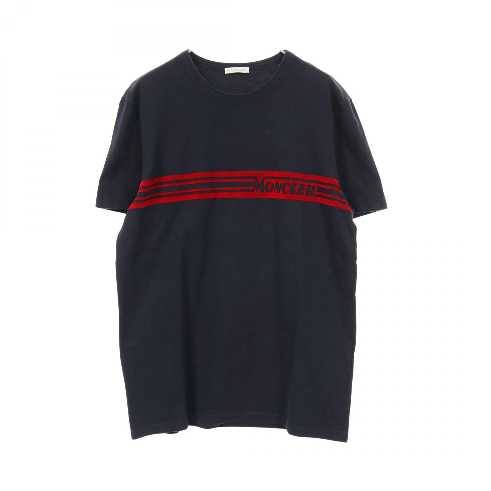 ≪5％OFFクーポン対象＆まとめ買い10%OFF≫モンクレール MONCLER 半袖Tシャツ 衣料品 トップス コットン メンズ ネイビー系 8C75410 【中古】
