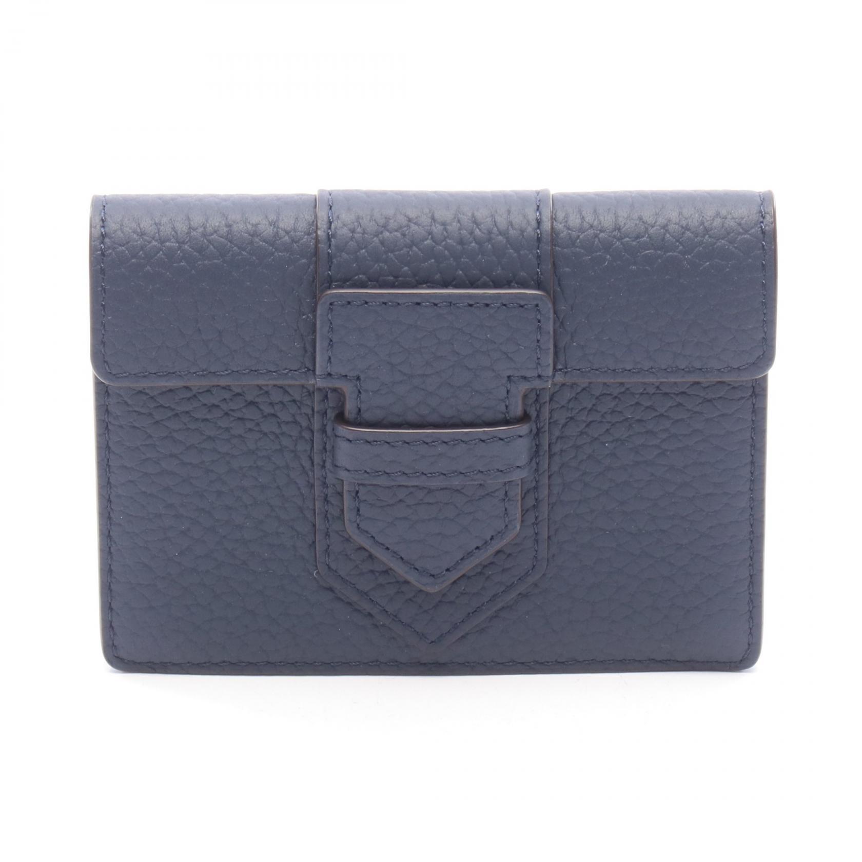 【5%クーポン×P5倍／9/29 0時〜10/1 23:59】デルヴォー Delvaux プレッセ カードホルダー カードケース アクセサリー レザー レディース ネイビー系 AB0390AQY0AZBPA 【中古】