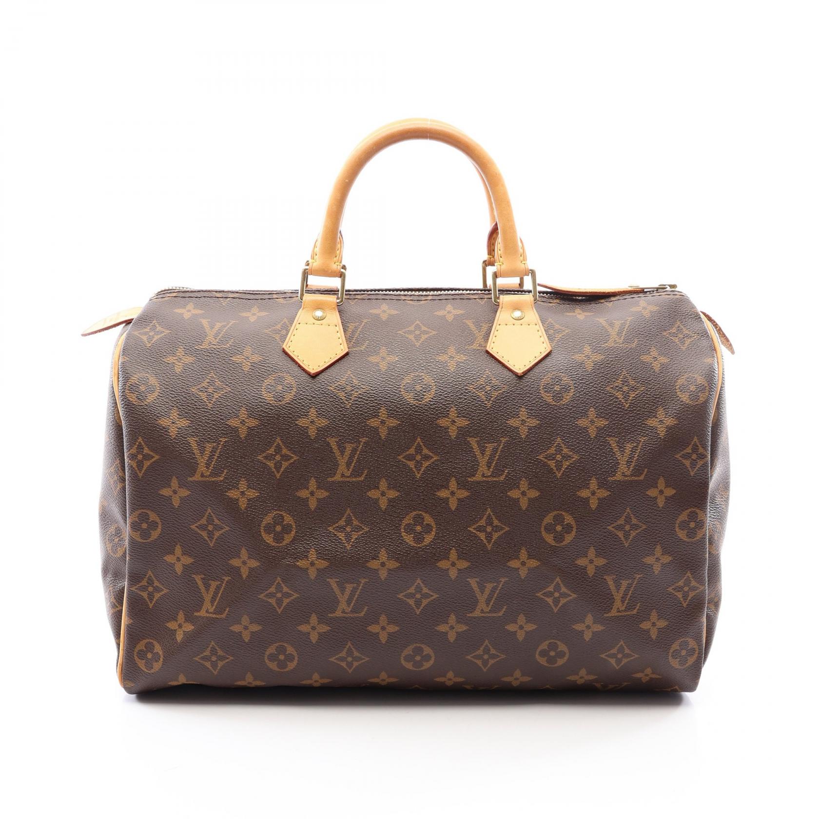 ルイ・ヴィトン LOUIS VUITTON スピーディ35 モノグラム ハンドバッグ バッグ PVCコーティングキャンバス レザー レディース ブラウン系 M41524