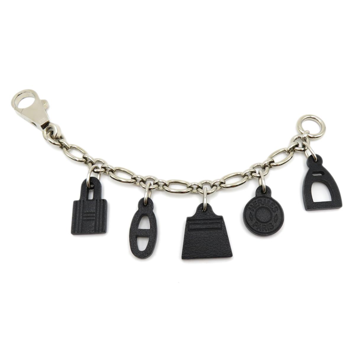 【中古】エルメス アミュレット5 バッグチャーム 財布 ユニセックス 牛革（カーフ） × ステンレススチール (SS) ブラック ×シルバーのサムネイル