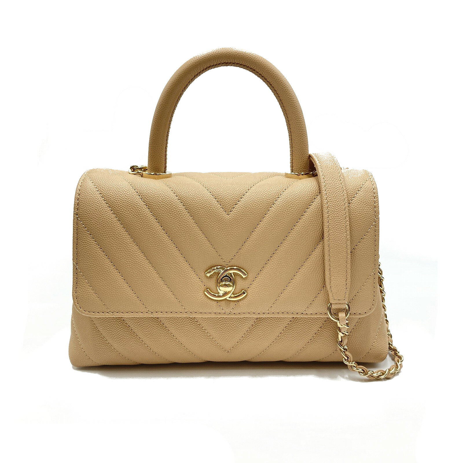 シャネル CHANEL ココハンドル2way ハンドバッグ 2way ハンドバッグ バッグ キャビアスキン レディース ベージュ系 ベージュ 【中古】のサムネイル