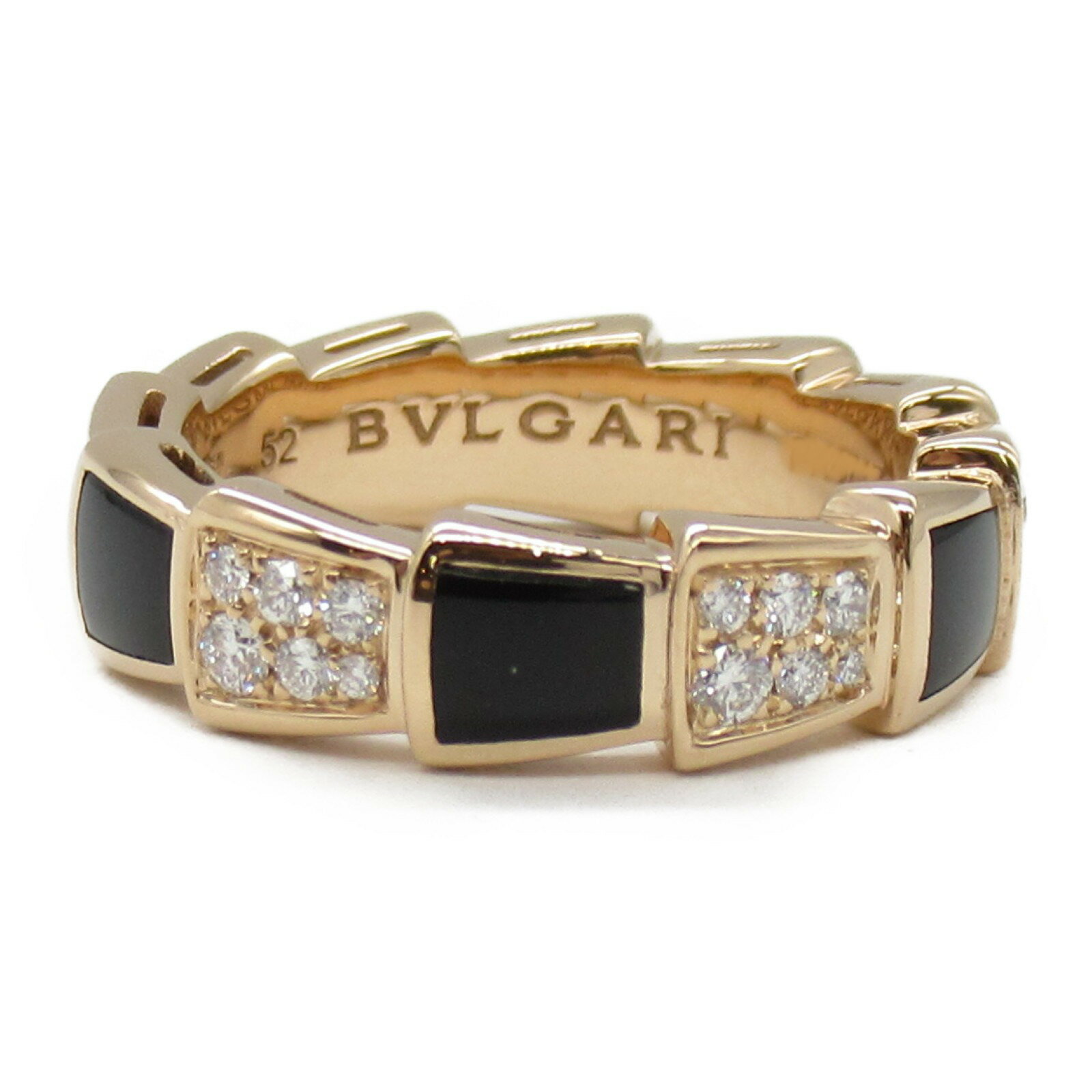 ▼8/25限定!全品ポイント5倍＆最大3万円OFFクーポン▼ ブルガリ BVLGARI セルペンティ リング リング・指輪 ジュエリー K18PG （ピンクゴールド） ダイヤモンド オニキス レディース クリア系 【中古】 | ブランド アクセサリー 指輪