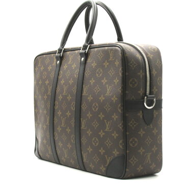 ルイ・ヴィトン LOUIS VUITTON ポルトドキュマンヴォワヤージュGM ビジネスバッグ 2wayショルダーバッグ バッグ PVCコーティングキャンバス レザー モノグラム・マカサー メンズ ブラウン系 M40224 【中古】