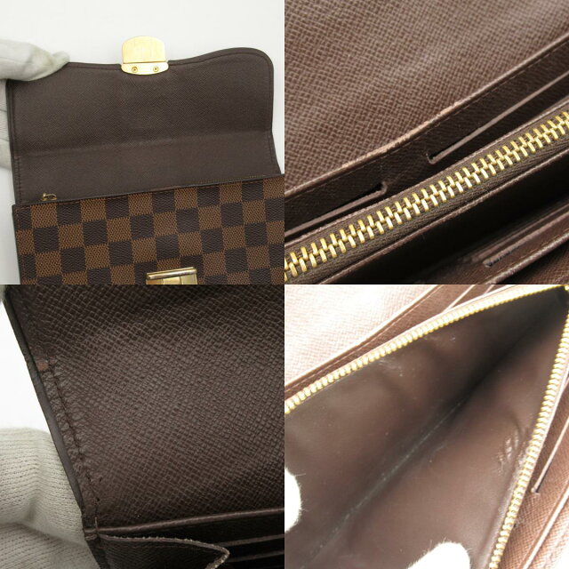 ブラウン ▼9/20まで!全品ポイント5倍&最大3万円OFFクーポン▼ ルイ・ヴィトン LOUIS VUITTON ポルトフォイユ・システィナ 二つ折り長財布 財布 PVCコーティングキャンバス ダミエ レディース ブラウン系 N シリアル