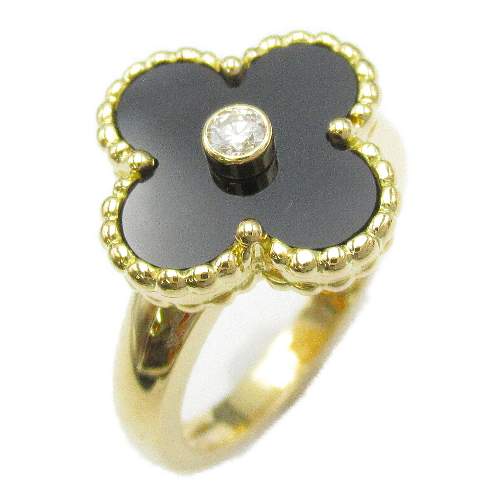 ヴァンクリーフ＆アーペル Van Cleef & Arpels ヴィンテージアルハンブラ 1Pダイヤ / オニキス リング リング・指輪 ジュエリー K18 （イエローゴールド） ダイヤモンド レディース ブラック系 【中古】 | ブランド アクセサリー 指輪のサムネイル