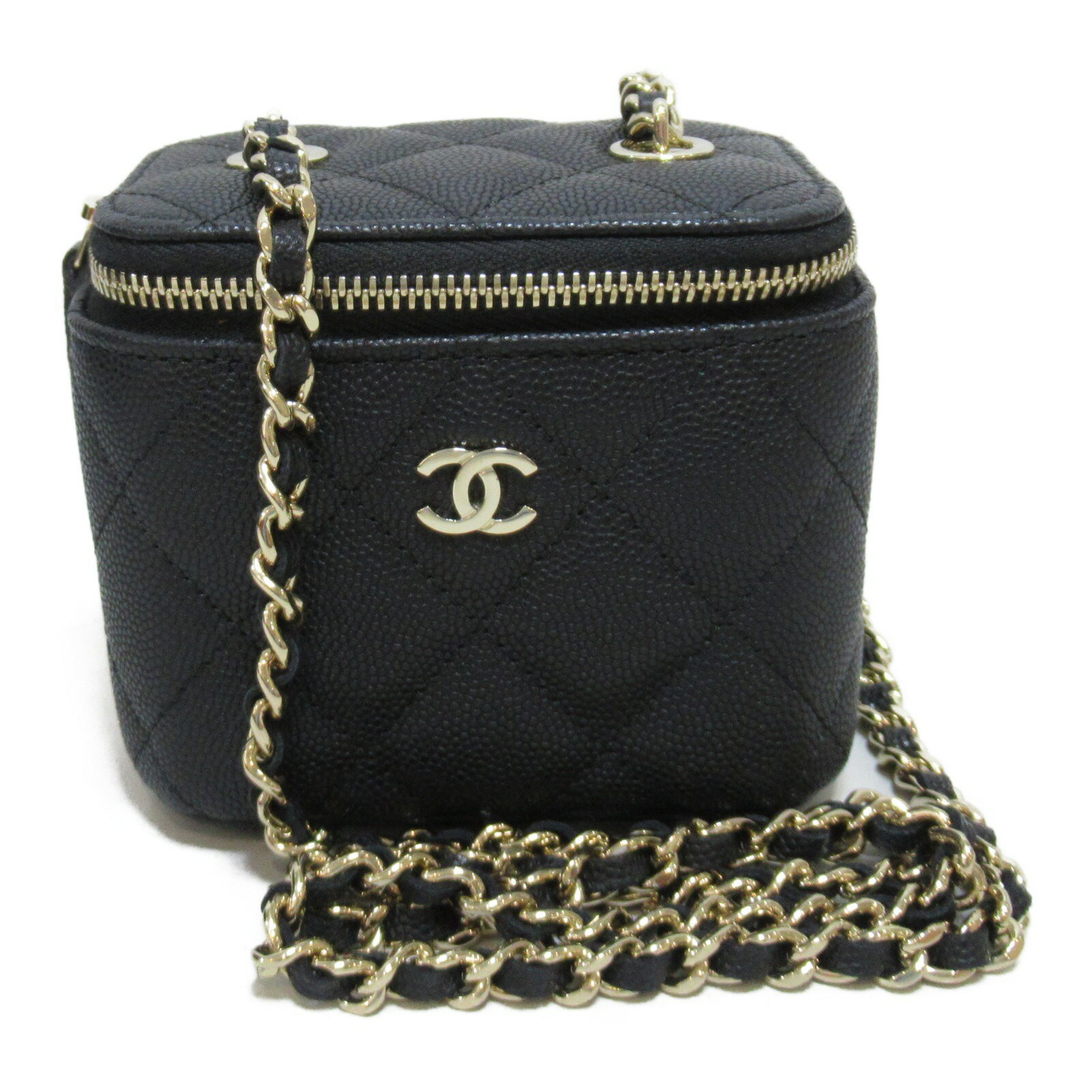 キラキラCCロゴ♪ CHANEL バニティケース バッグ 黒 キャビア キラキラCCロゴ♪ CHANEL バニティケース バッグ 黒 キャビア