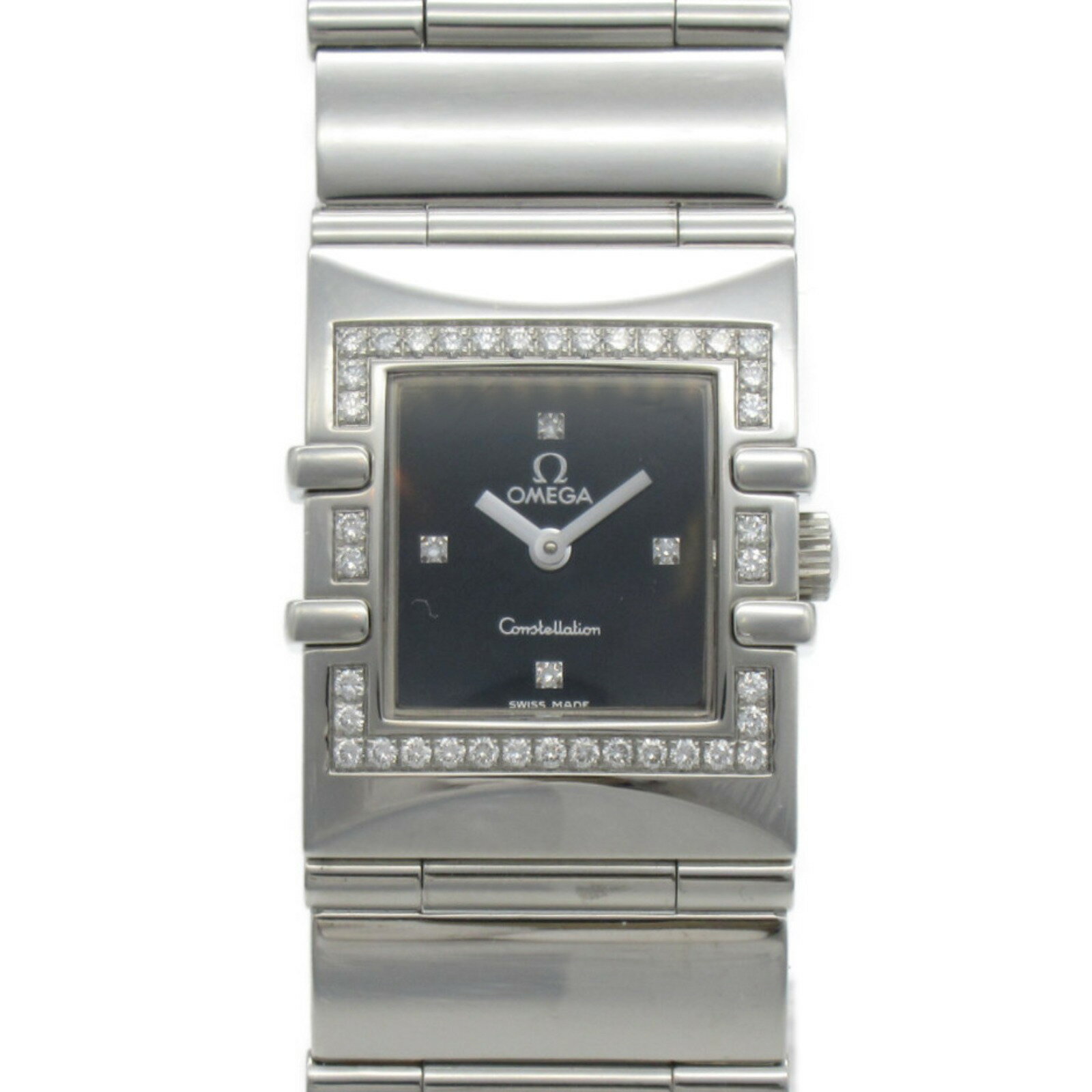 オメガ OMEGA コンステレーション クアドラ ダイヤベゼル 腕時計 ウォッチ 時計 ステンレススチール ダイヤモンド レディース ブラック系 1528.46 【中古】 | ブランド ブランド時計 ブランド腕時計