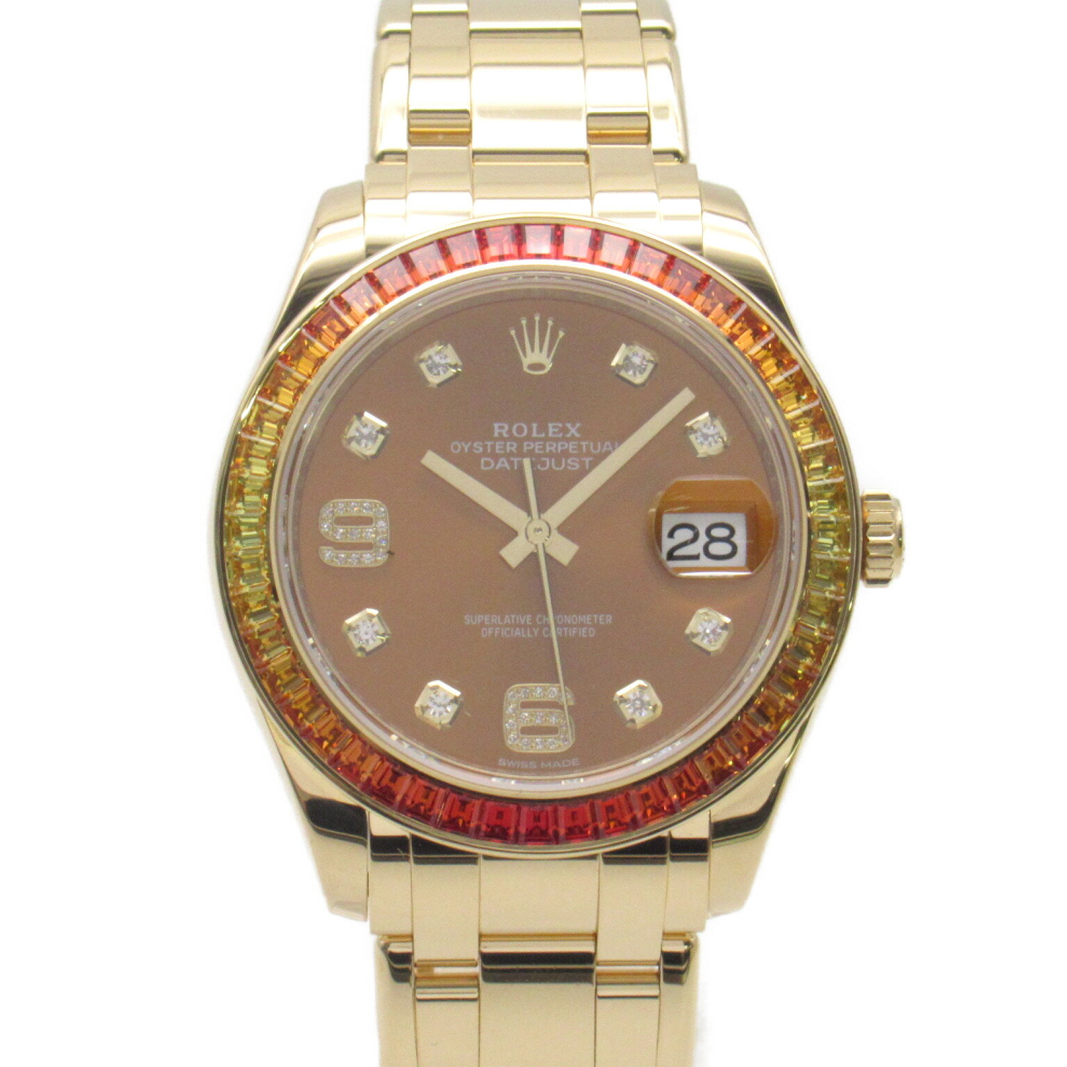 ロレックス ROLEX デイトジャストパールマスター39 ランダム番 腕時計 ウォッチ 時計 K18 （イエローゴールド） ダイヤモンド サファイア メンズ オレンジ系 コニャック文字盤 86348SAJOR 【中古】 | ブランド ブランド時計 ブランド腕時計