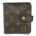 ルイ・ヴィトン LOUIS VUITTON コンパクト・ジップ二つ折り財布 二つ折り財布 財布 PVCコーティングキャンバス モノグラム メンズ レディース ブラウン系 M61667 【中古】