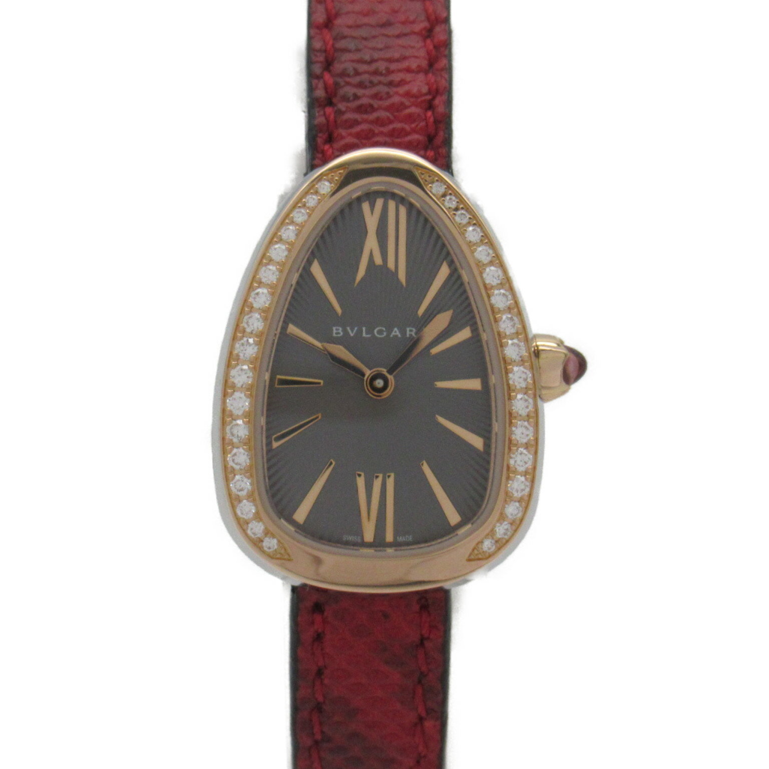 ブルガリ BVLGARI セルペンティ ダブルスパイラル ダイヤベゼル 腕時計 ウォッチ 腕時計 時計 K18PG（ピンクゴールド） ステンレススチール レザーベルト、ダイヤモンド レディース グレー系 102968 【中古】