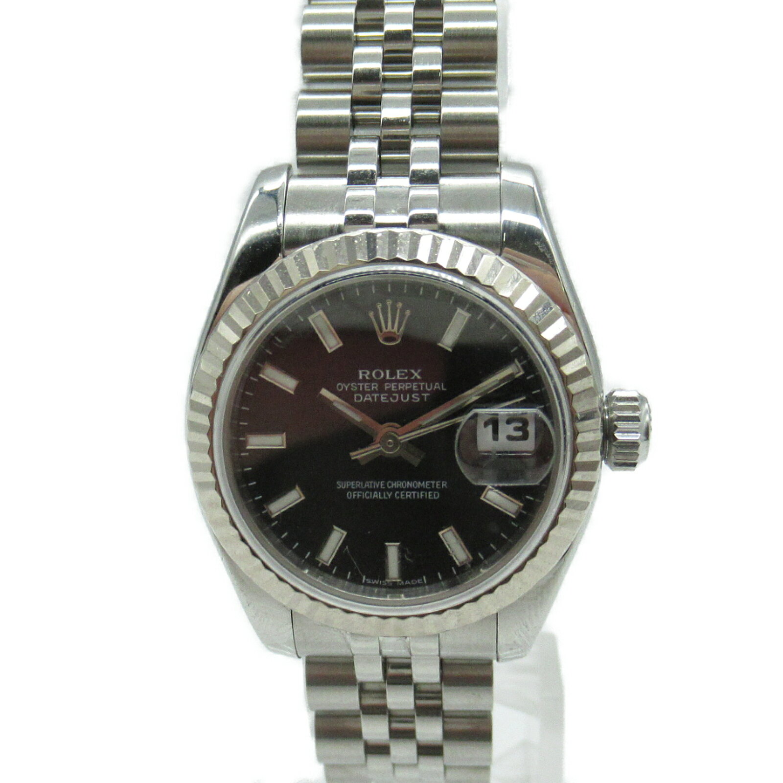 ロレックス ROLEX デイトジャスト 腕時計 時計 ステンレススチール レディース ブラック系 179174 【中古】