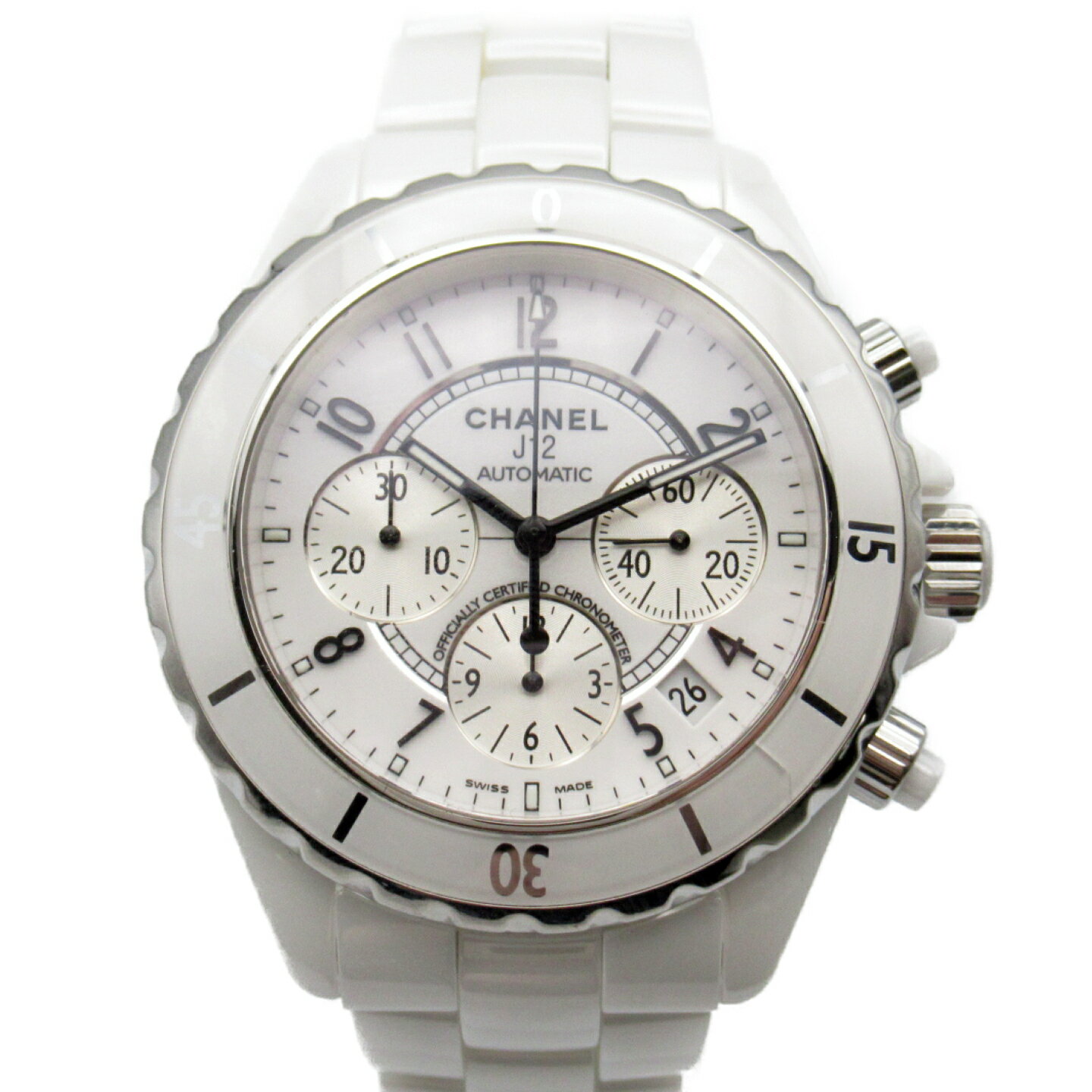 シャネル CHANEL J12 クロノグラフ 腕時計 時計 セラミック メンズ ホワイト系 H100 ...