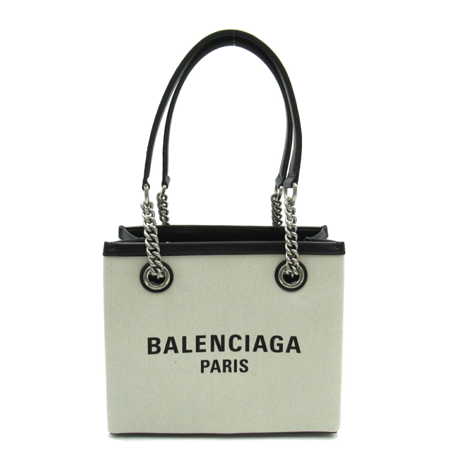 バレンシアガ トートバッグ（レディース） バレンシアガ BALENCIAGA スモール トートバッグ トートバッグ バッグ キャンバス レザー レディース ホワイト系 / ブラック系 7599412AAOK9260 【新品】