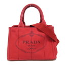 プラダ PRADA カナパトートバッグ トートバッグ バッグ キャンバス レディース レッド系 1BG439 【中古】