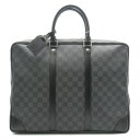 ▼1/24 20時より最大4万円OFFクーポン＆全品対象ポイント5倍▼ ルイ・ヴィトン LOUIS VUITTON ポルトドキュマンヴォワヤージュ ブリーフケース バッグ PVCコーティングキャンバス ダミエ・グラフィット メンズ ブラック系 N41125 【中古】