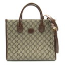 グッチ GUCCI GGスプリームスモールトートバッグ トートバッグ バッグ PVCコーティングキャンバス レディース ブラウン系 659983 【中古】