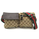 グッチ GUCCI シェリーラインウエストバッグ ウエストバッグ ボディバッグ バッグ GGキャンバス レザー メンズ レディース ブラウン系 23566 【中古】