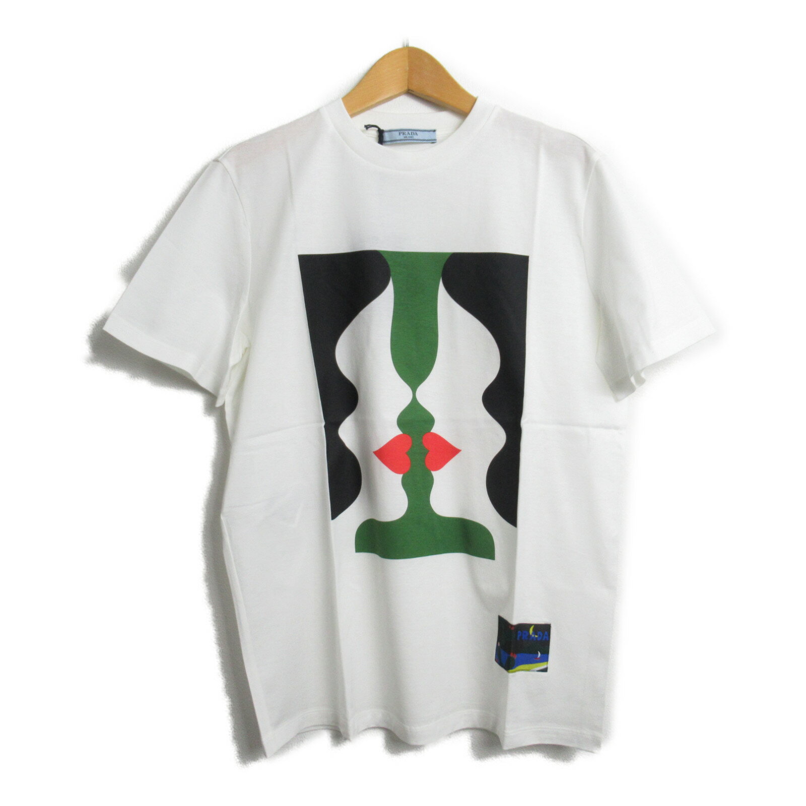 プラダ PRADA Tシャツ 半袖Tシャツ 衣料品 トップス コットン メンズ レディース ホワイト系 135664 1QJC 【中古】