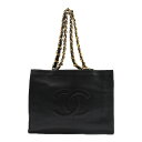 シャネル CHANEL チェーン トート バッグ トートバッグ バッグ ラムスキン（羊革） レディース ブラック系 【中古】