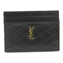 イヴ・サンローラン YVES SAINT LAURENT カードケース カードケース アクセサリー ラムスキン（羊革） レディース ブラック系 703219.0523 【中古】