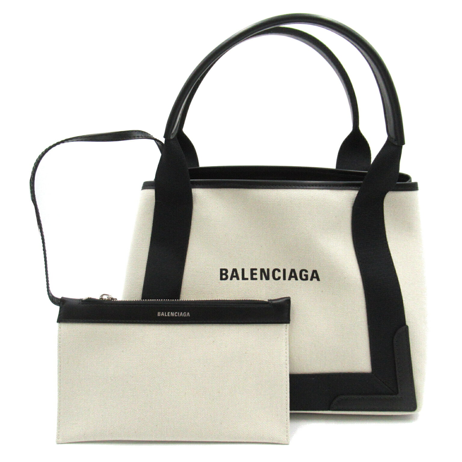 バレンシアガ BALENCIAGA ネイビー スモール カバス トートバッグ バッグ キャンバス レディース アイボリー系 / ブラック系 3399332HH3N9260 【新品】