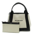 バレンシアガ BALENCIAGA ネイビー スモール カバス トートバッグ バッグ キャンバス レザー レディース アイボリー系 / ブラック系 3399332HH3N9260 【新品】