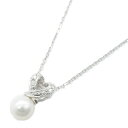 ミキモト MIKIMOTO パール ダイヤ ネックレス ネックレス ジュエリー K18WG（ホワイトゴールド） ダイヤモンド パール レディース ホワイト系 / クリア系 【中古】