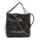 シャネル CHANEL CHANEL22 チェーンショルダーバッグミニ 2wayショルダーバッグ バッグ カーフ（牛革） レディース ブラック系 【中古】