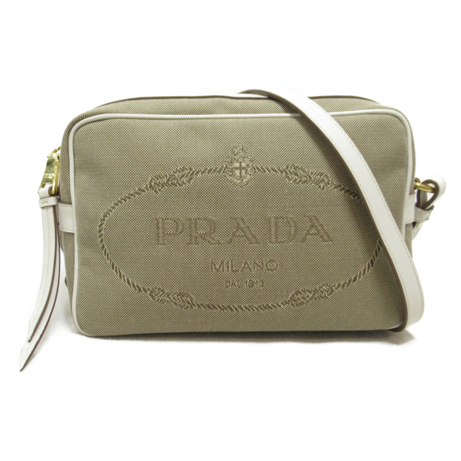 プラダ PRADA ショルダーバッグ ショルダーバッグ バッグ キャンバス レザー レディース ベージュ系 / ホワイト系 【中古】