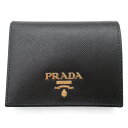 プラダ PRADA 二つ折り財布 二つ折り財布 財布 サフィアーノレザー レディース ブラック系 【中古】