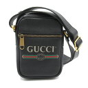 グッチ GUCCI ロゴ ショルダーバッグ プリント シェリーライン ショルダーバッグ バッグ レザー メンズ レディース ブラック系 574803 【中古】