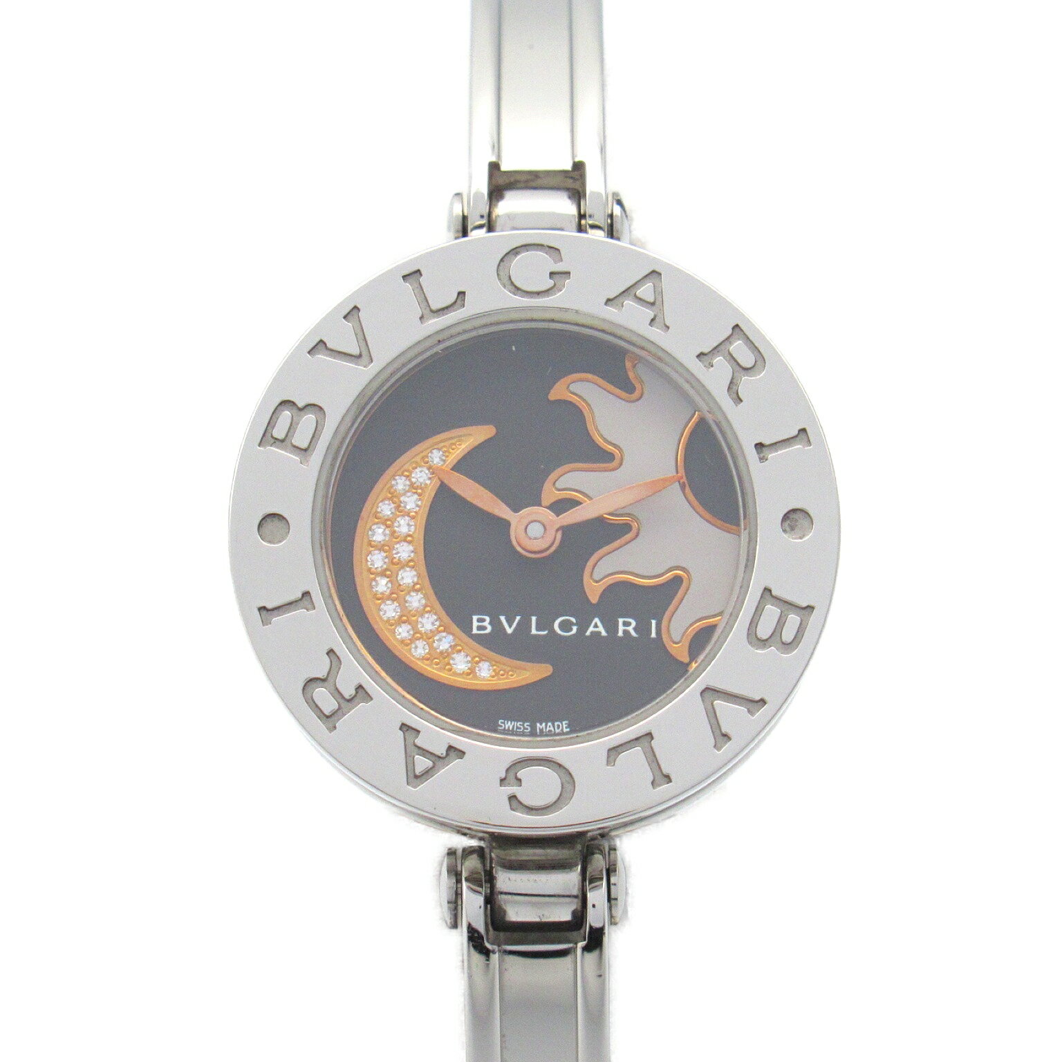 ブルガリ BVLGARI B-zero1 サン&ムーン 腕時計 時計 ステンレススチール レディース ブラック系 BZ22BSMDSS.S 【中古】