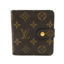 ルイ・ヴィトン LOUIS VUITTON コンパクト ジップ 二つ折り財布 財布 PVCコーティングキャンバス モノグラム メンズ レディース ブラウン系 M61667 【中古】