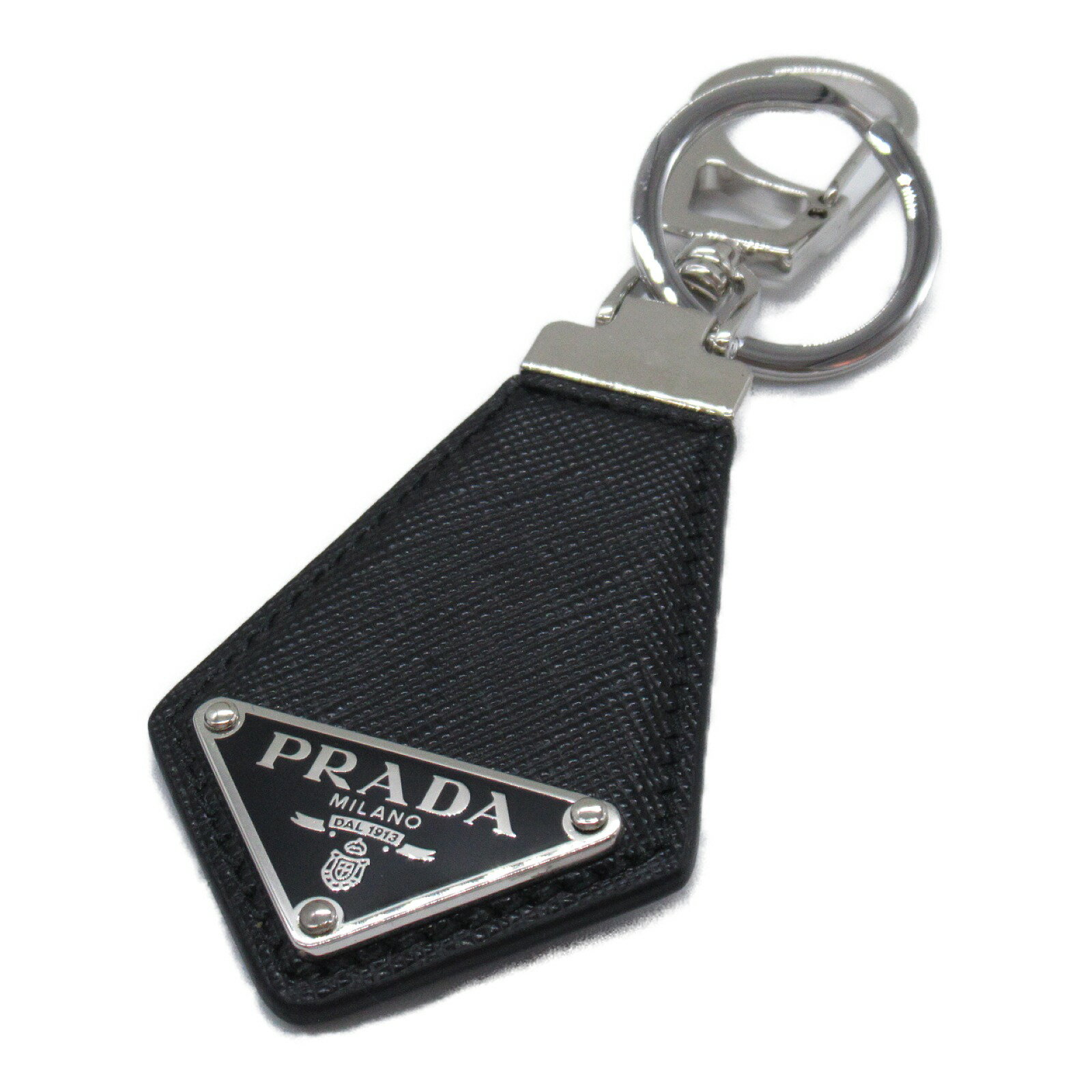 【ポイント3倍】プラダ PRADA キーリング付 キーホルダー キーリング アクセサリー サフィアーノレザー メンズ ブラック系 2PP041053F0002 【新品】