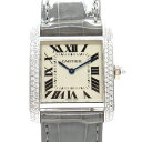 【15%OFFクーポン対象】カルティエ CARTIER タンクフランセーズMM 腕時計 時計 K18WG(ホワイトゴールド) 革 レディース アイボリー系 WE...