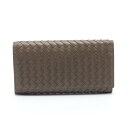 【ポイント5倍】ボッテガヴェネタ BOTTEGA VENETA 二つ折り長財布 財布 レザー レディース ブラウン系 【中古】
