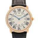 【7%OFFクーポン対象】カルティエ CARTIER ロンド ルイ カルティエ LM 腕時計 時計 K18PG(ピンクゴールド) クロコ革 メンズ アイボリー系...
