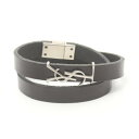 【2千円OFFクーポン対象】サンローラン SAINT LAURENT ブレスレット アクセサリー レザー ステンレススチール レディース ブラック系 / シルバー系 6687350SX0E1000 【中古】