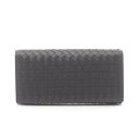 【7%OFFクーポン対象】ボッテガヴェネタ BOTTEGA VENETA イントレチャート 二つ折り長財布 財布 レザー メンズ ブラック系 577559V47W11275 【新品】
