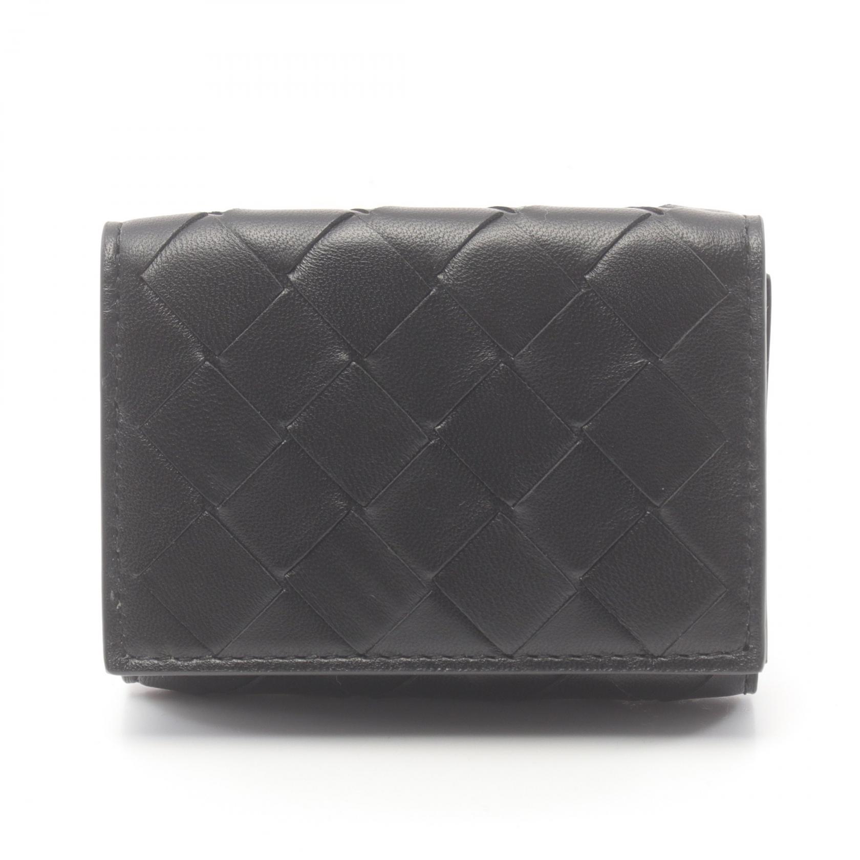 【ポイント5倍】ボッテガヴェネタ BOTTEGA VENETA イントレチャート 三つ折り財布 財布 レザー レディース ブラック系 609285VCPP28803 プレゼント 誕生日 記念日 ブランド 送料無料【新品】