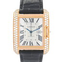 【7%OFFクーポン対象】カルティエ CARTIER タンクアングレーズLM 腕時計 時計 K18PG(ピンクゴールド) 革 メンズ シルバー系 WT10001...