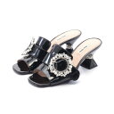 【10%OFFクーポン×P5倍】ミュウ ミュウ Miu Miu ミュール 靴 パテントレザー レディース ブラック系 【中古】