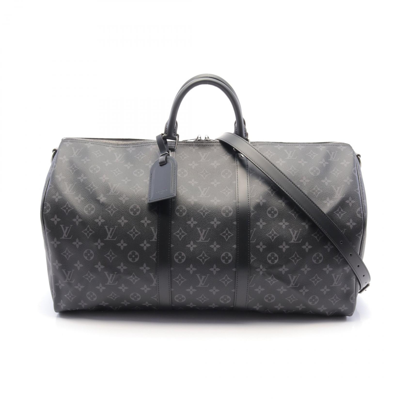 【3万円OFFクーポン対象×P3倍】ルイ・ヴィトン LOUIS VUITTON キーポル バンドリエール55 ボストンバッグ バッグ PVCコーティングキャンバス レザー モノグラム・エクリプス メンズ ブラック系 M40605 プレゼント 誕生日 記念日 ブランド 送料無料【中古】