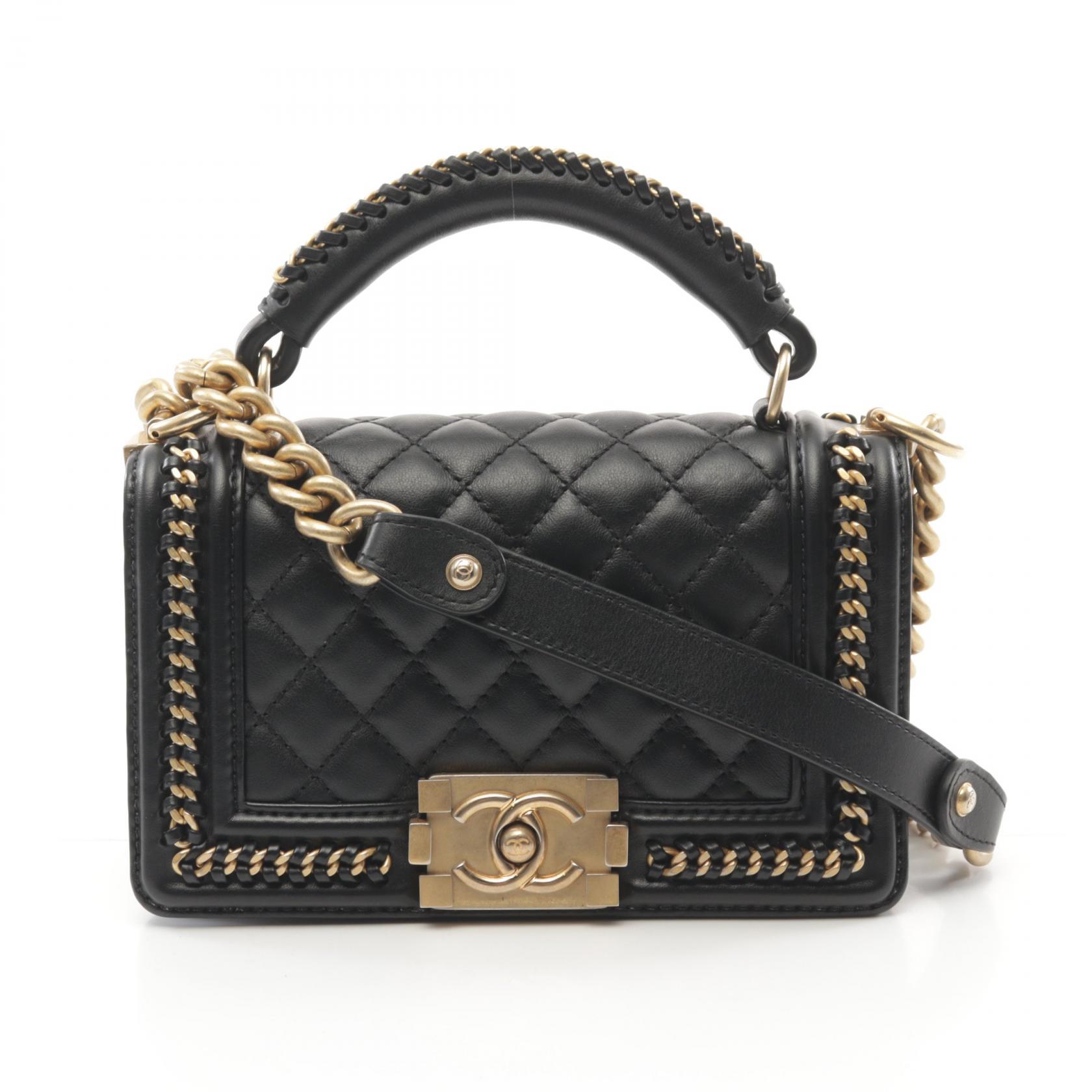 【6万円OFFクーポン対象】シャネル CHANEL ボーイシャネル トップハンドル フラップ ショルダーバッグ バッグ ラムスキン(羊革) レディース ブラック系 A94805 プレゼント 誕生日 記念日 ブランド 送料無料【中古】