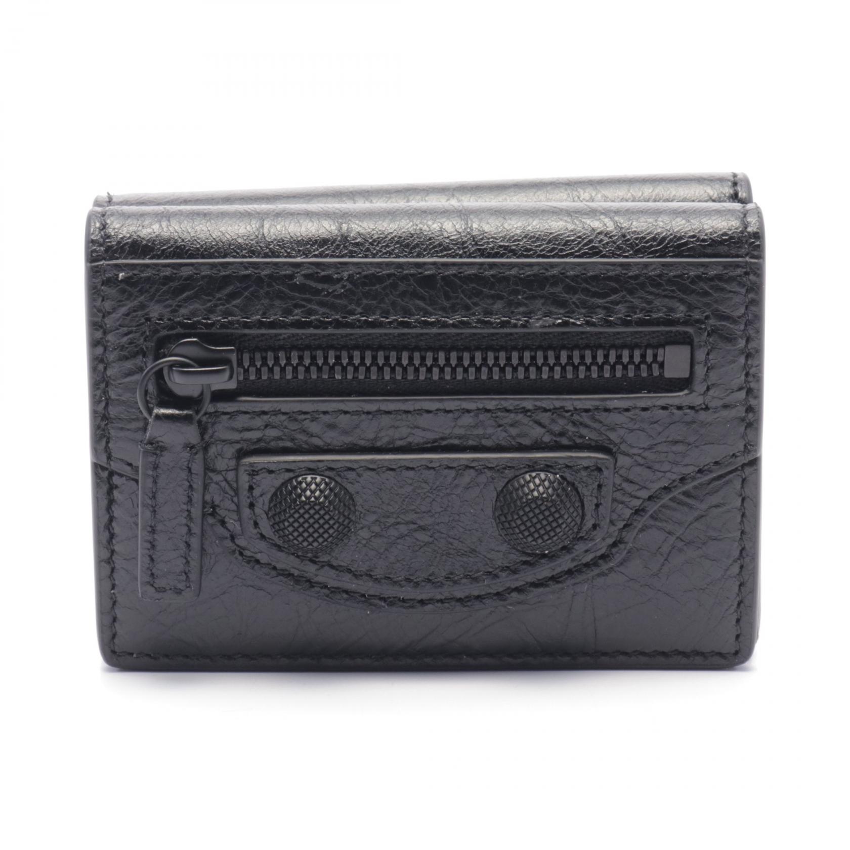 バレンシアガ BALENCIAGA CAG MINI WALLET 三つ折り財布 財布 レザー メンズ ブラック系 7684302AA561000 【新品】