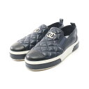 シャネル CHANEL ココマーク スリッポン 靴 レザー レディース ネイビー系 / ブラック系 【中古】