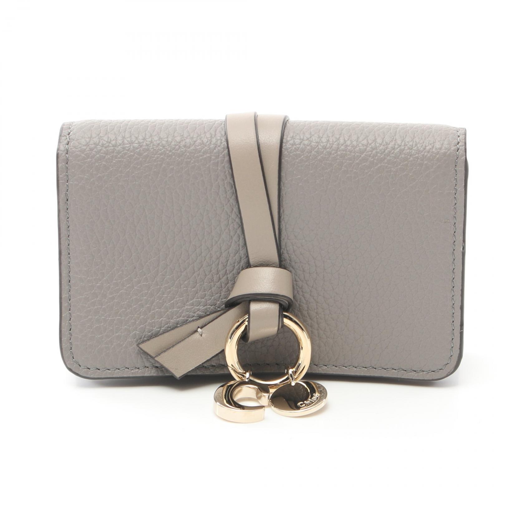 【10%OFFクーポン対象】クロエ Chloe ALPHABET アルファベット カードケース アクセサリー レザー レディース グレー系 CHC21WP015053 【新品】